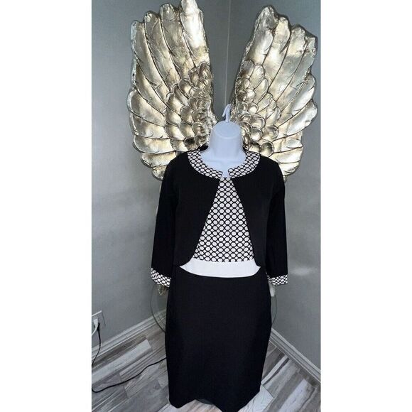 Cannella Black/White Dress Set Bolero, Made In Italy,size 42,size 6 - Picture 4 of 16